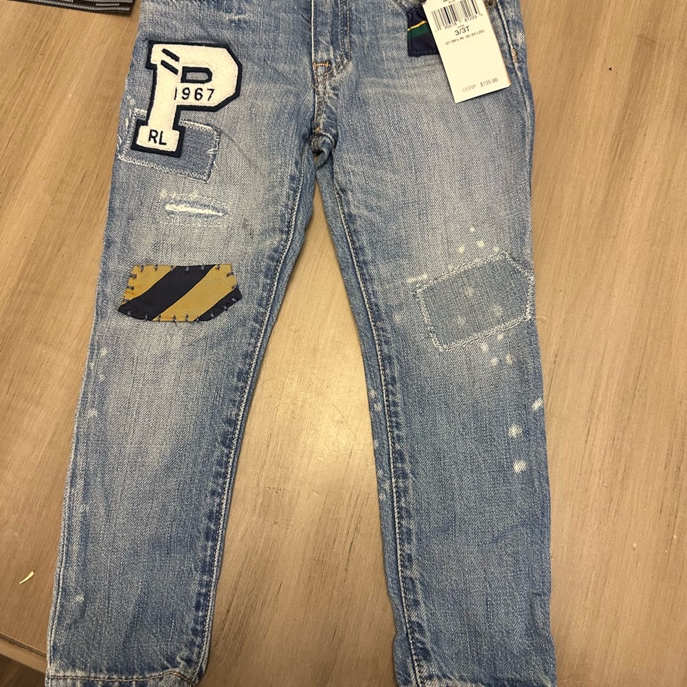 Polo by Ralph Lauren Men's Patched Light Blue Skinny Jeans